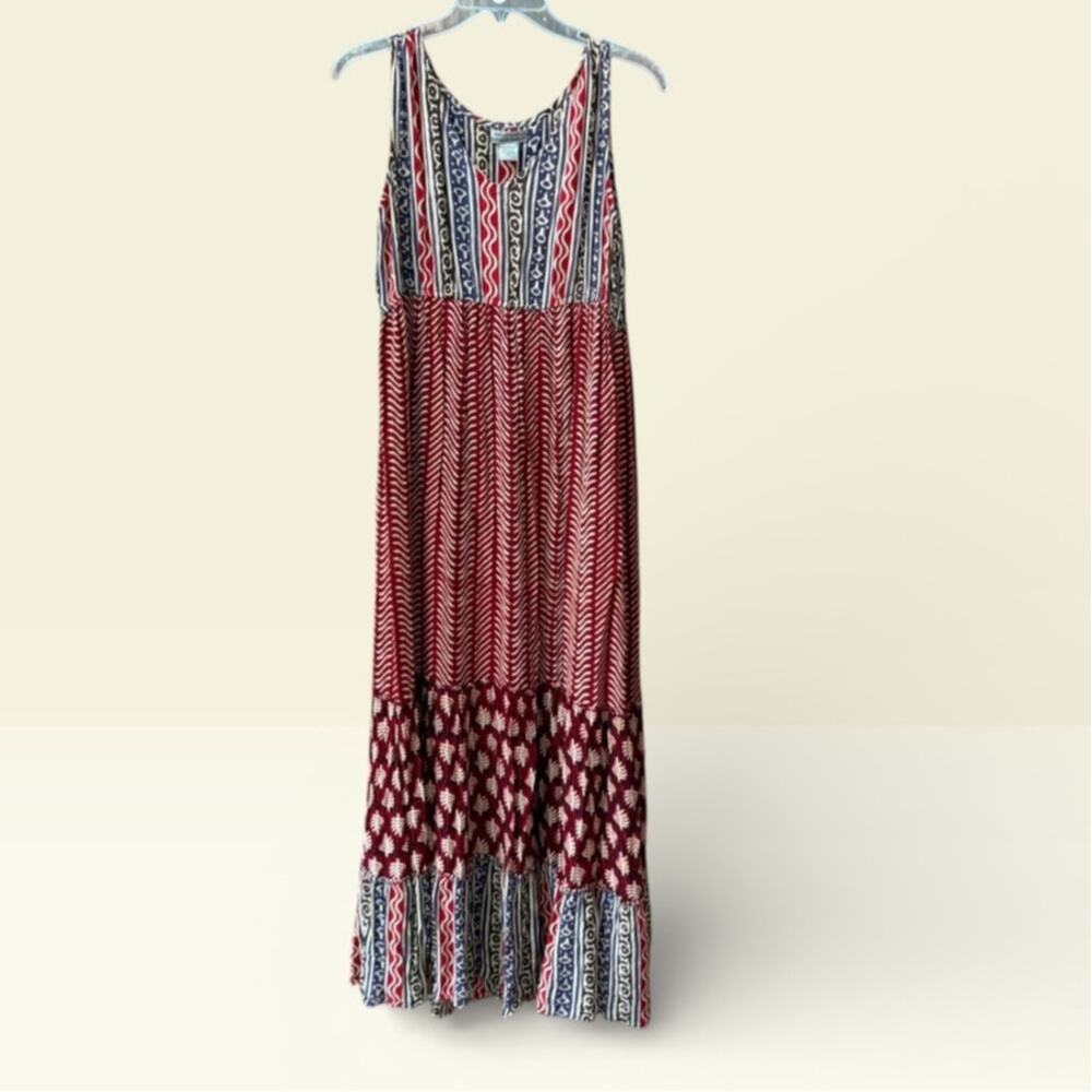 World Market Boho Maxi Dress Small Medium Print Festival Bohemian Casual